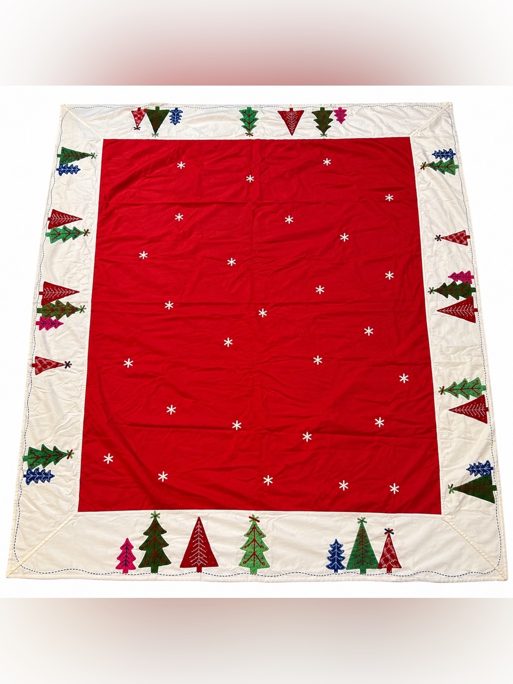 Pottery Barn Kids Vintage 2005 Christmas Tree Twin Quilt 70x90